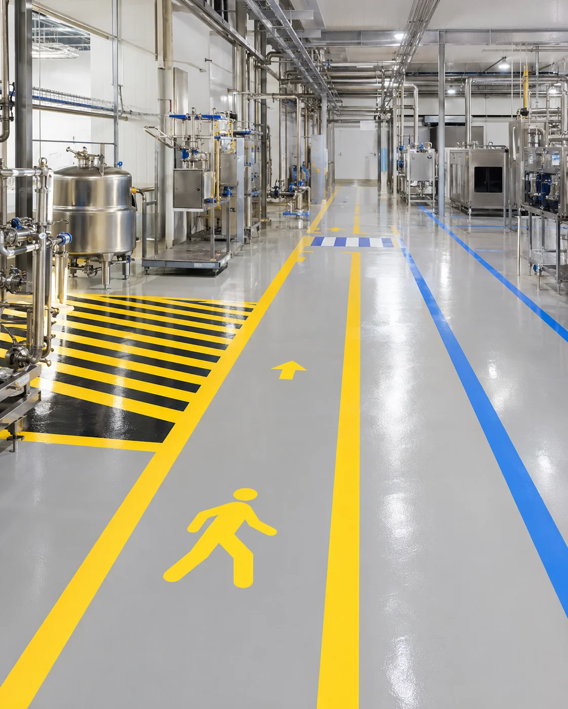 Marquage au sol en salle blanche et salle grise agroalimentaire