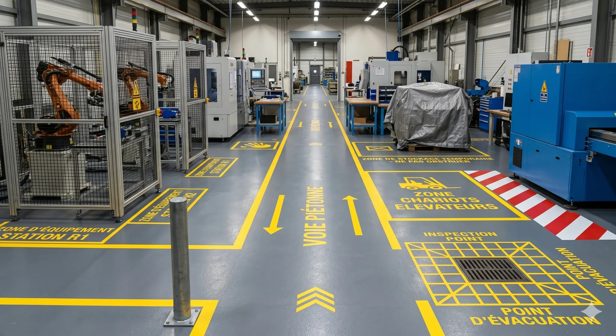 Marquage au sol et signalisation intérieure en usine agroalimentaire